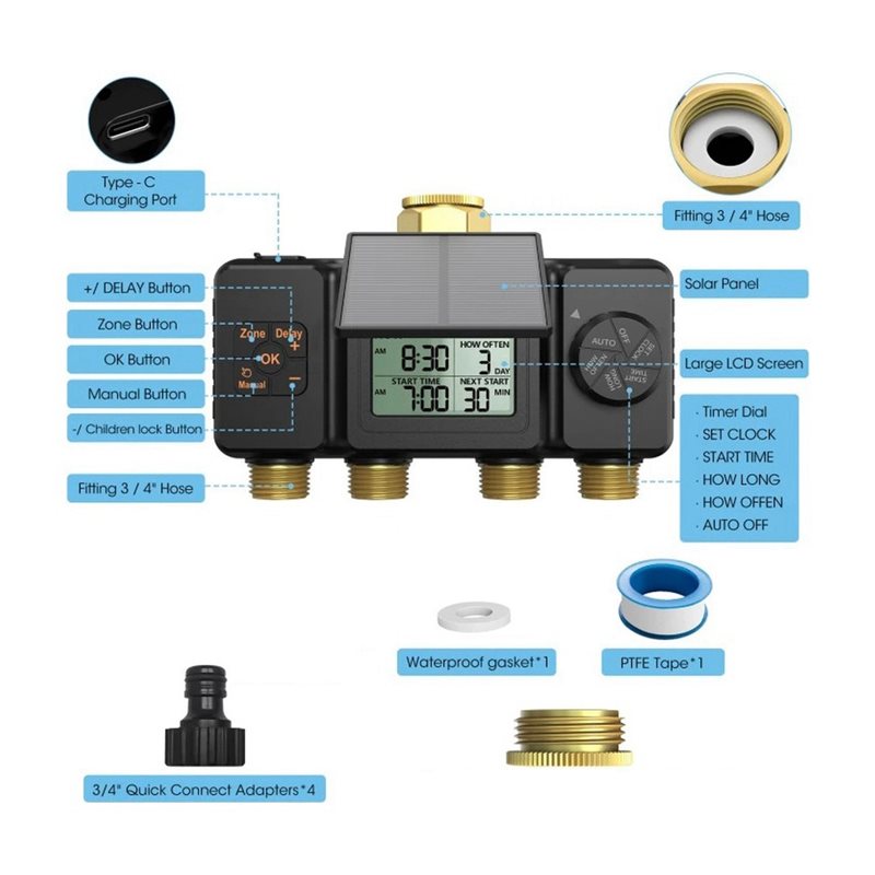 PHFU-Solar Irrigation Timer Si - Smart Garden Tap Timer avaliação e preço